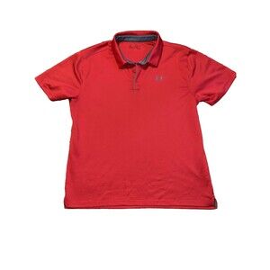 Under Armour Polo Shirt Adult 2XL Red Gray Heat Gear Golf Rugby Mens 541